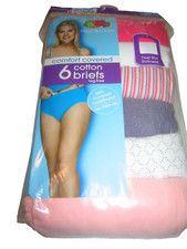 Fruit of the Loom Womens 6 Cotton Briefs 10/3X Comfort Covered Pink Purple NEW