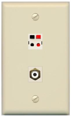 1 Port Speaker Plug Jack Wall Plate RCA for Subwoofer Flat Ivory Home Theater AV