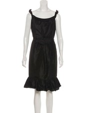 VERA WANG - 100% Silk - Ruffle-Trimmed Dress with Belt - Cocktail Event Hostess 