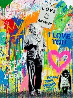 Gemälde in Öl auf Leinwand '' Einstein '', 2023 von Mr Brainwash (Original Kopie)