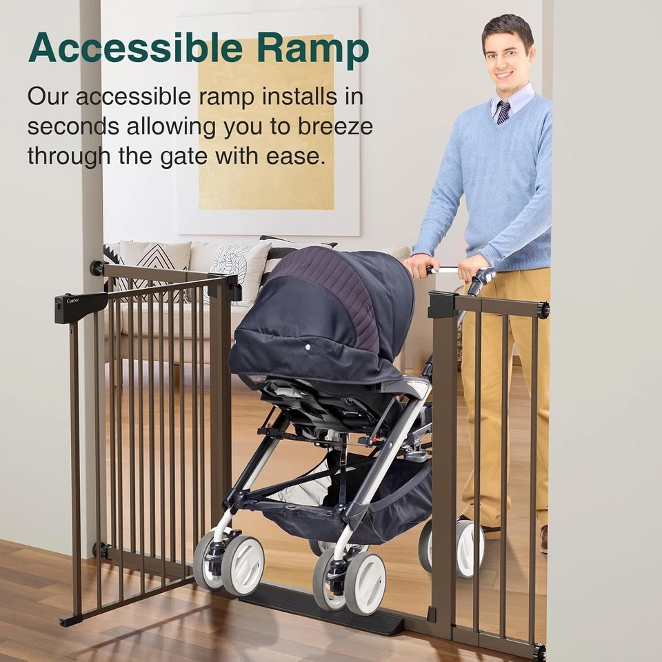 Portão de bebê Cumbor 29,7"-51,5" de largura 30,5 de altura, portão de segurança para cães para escadas marrom - Imagem 2 de 4