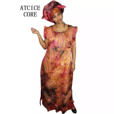 African Dresses For Women Embroidered Bazin Long Clothing with Scarf | eBay