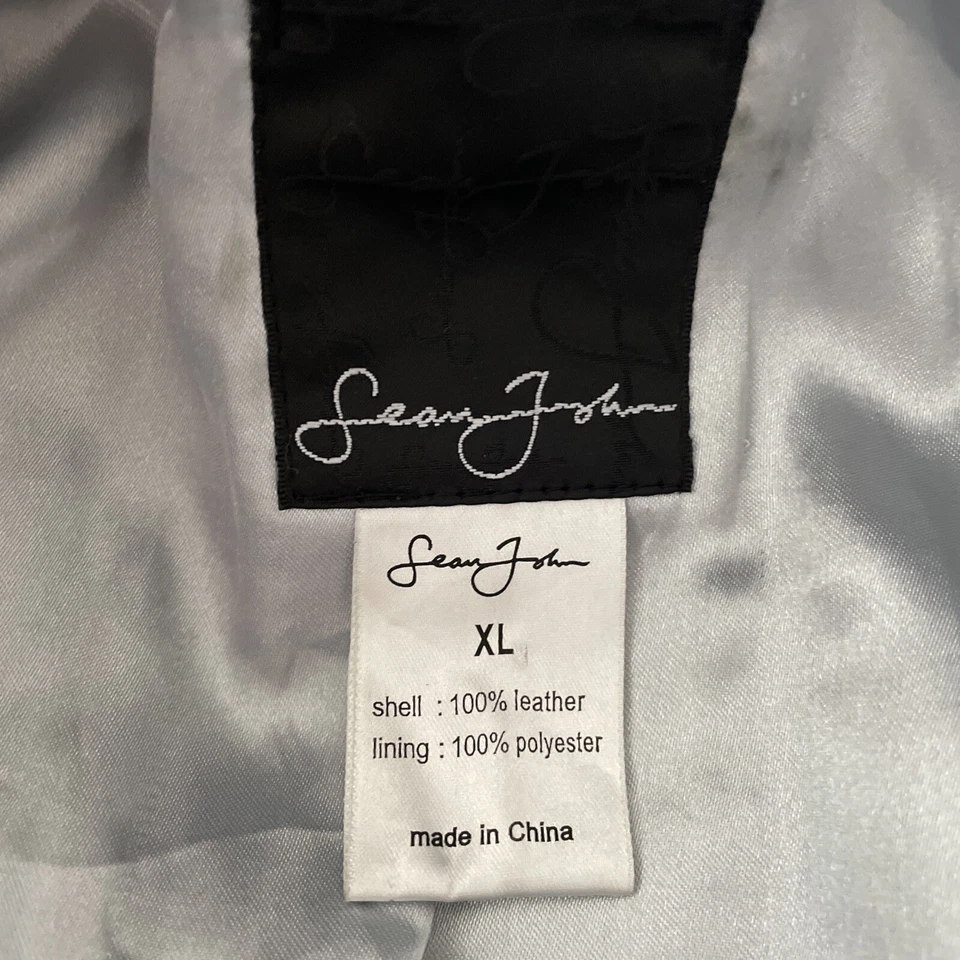 Chaqueta De Colección Sean John Negra Cuero Pesado Para Hombre XL Y2K 90s Hip Hop Moto Retro Foto 3 de 4