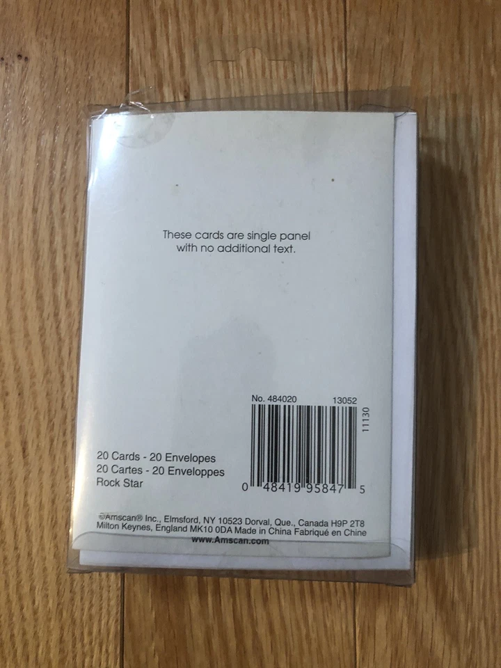 ROCK STAR 20 Thank You Cards w/Envelopes NEW IN PACKAGE Guitar Music Theme - Image 2 of 2