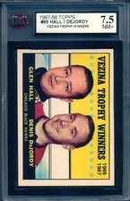 1967-68 TOPPS HOCKEY #65 GLENN HALL & DENIS DeJORDY Vezina Trophy KSA 7.5 NM+