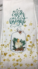 COLORDRIFT KITCHEN TOWELS 2 ALL IS CALM ALL IS BRIGHT 18 X 28 100 COTTON NIP