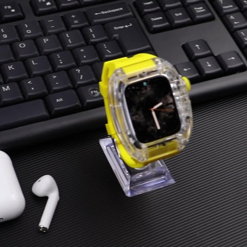 For Apple Watch Ultra 49mm S8 7 6 5 44/45mm Mod Kit Transparent Case Rubber Band - Video 1 of 1