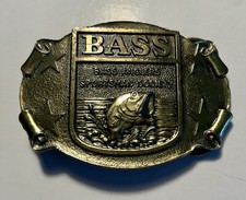 Vintage 70's American Bass Anglers Sportsman Society Belt Buckle Solid Brass