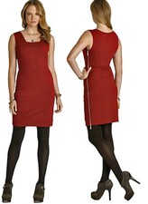 Vince Camuto Zigzag Diagonal Seam Ponte Side Zipper Red Ruby Dress 10