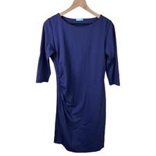 J.Mclaughlin Womens Purple Ruched 3/4 Sleeve Stretch Jersey Dress Medium