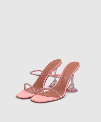 AMINA MUADDI Gilda Glass Crystals Mules 95 Pink Peach EU 37.5 UK 4.5new  with box | eBay UK