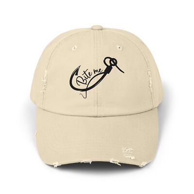 Bite Me Distressed Dad Hat   For Anglers, Sass Queens & Salty Legends