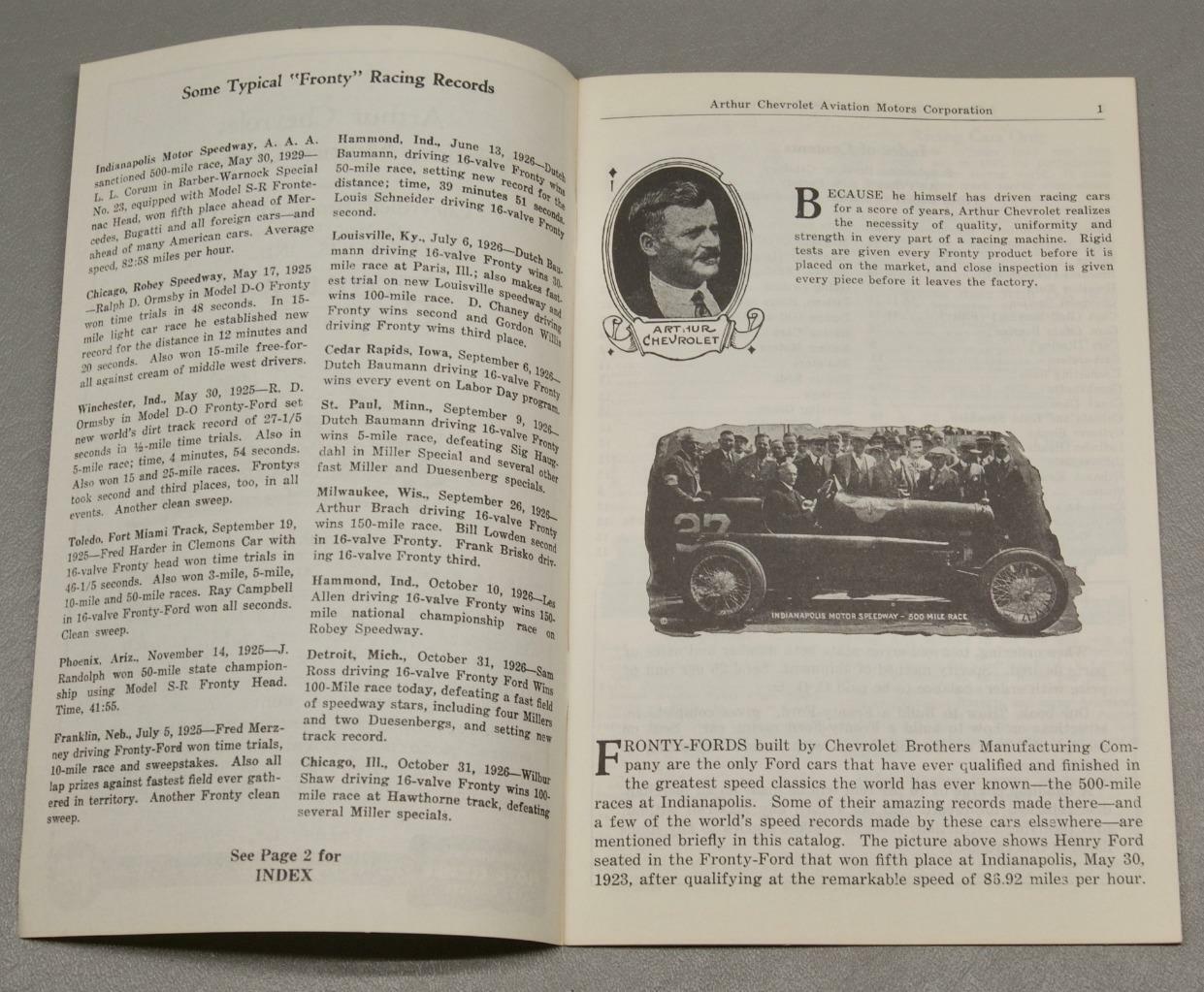 1929 ARTHUR CHEVROLET BROS. FRONTENAC RACING CATALOG • 1951 FLOYD