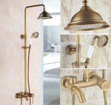 Antique Brass Rain Bathroom Shower Faucet Set WITH/ Bath Tub Mixer Tap 2rs182