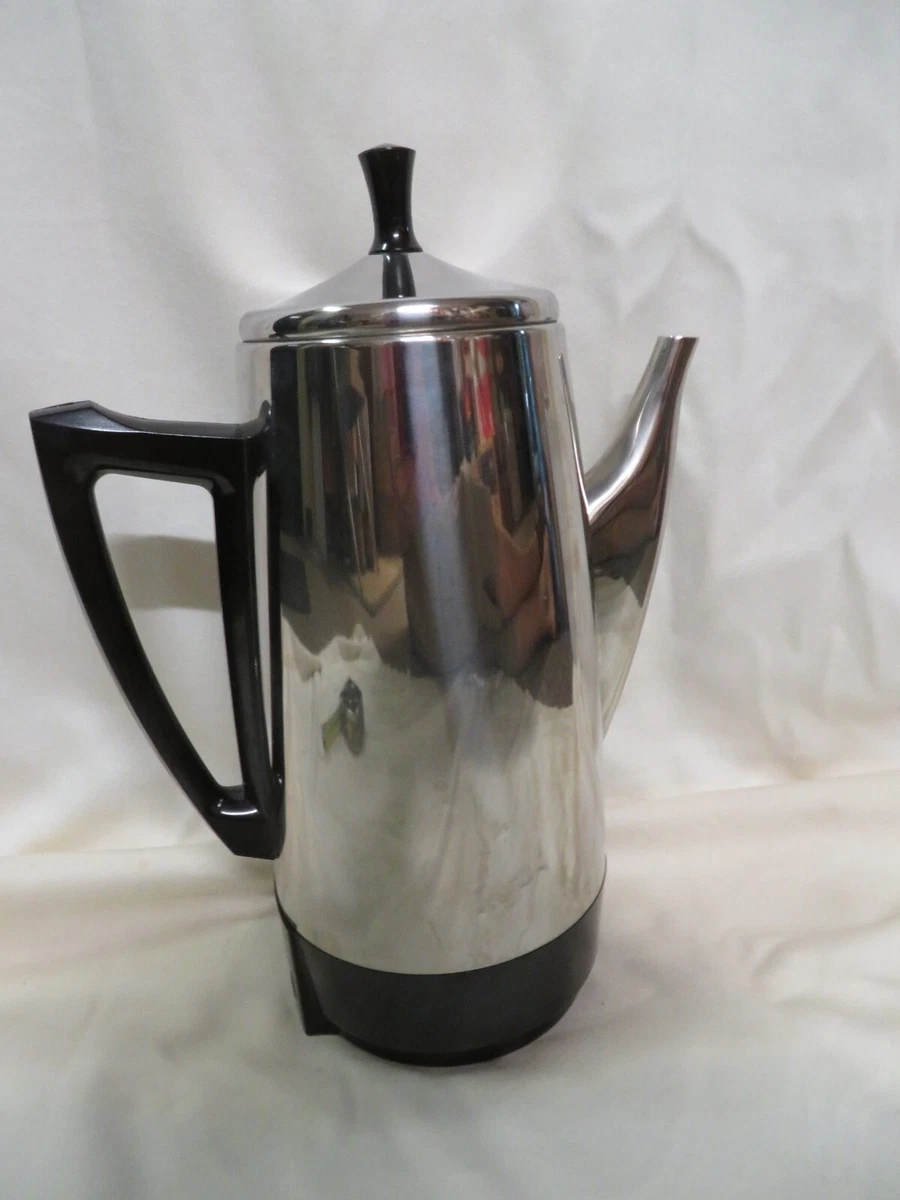 Presto Coffee Percolator 12 Cup Stainless Steel Electric w Cord Vintage  0281105