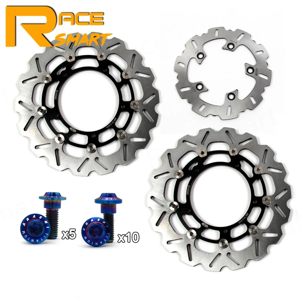 Front Rear Brake Disc Rotors + Mounting Bolts Screws For Yamaha YZF R6 2005-2016 - Image 2 of 4