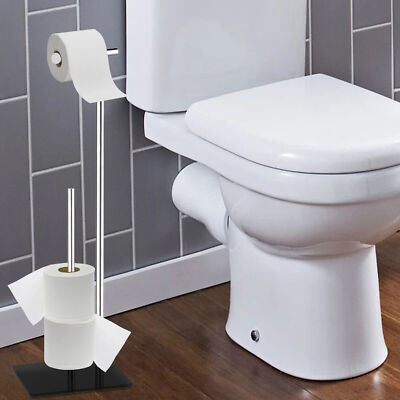 CHROM EDELSTAHL WC KLO ROLLENHALTER BAD AUFBEWAHRUNG FREISTEHEND 