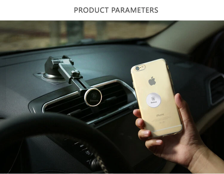 Suporte magnético para telefone de carro Baseus ventosa telescópica montagem no painel de carro celular - Imagem 4 de 4