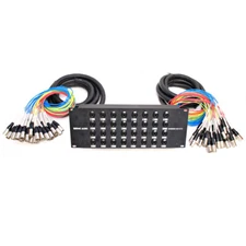 32 Channel XLR TRS Combo Splitter Snake Cable - two 15' XLR trunks Rack Mount