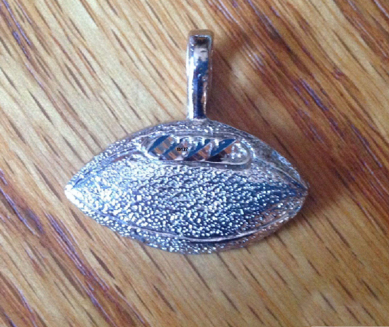 FOOTBALL CHARM Necklace Pendant Bright Silver Rhodium Plated NFL NCAA USA eBay