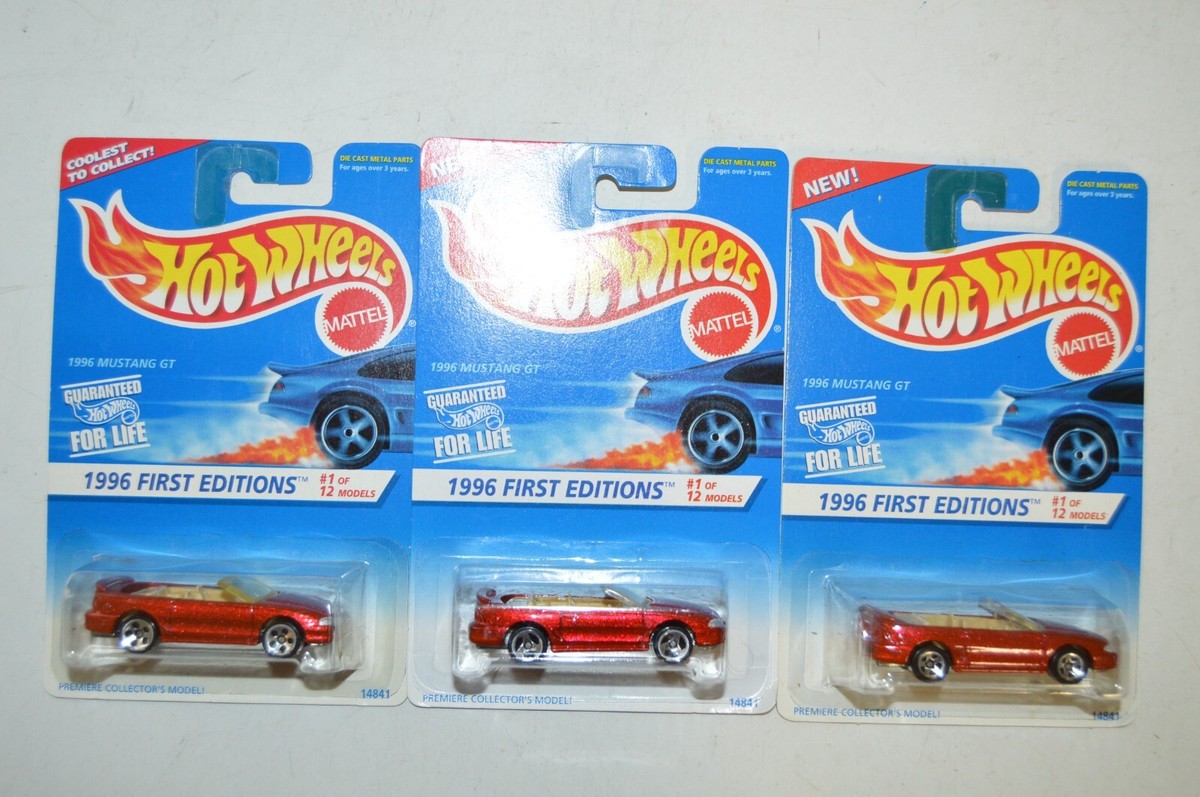 LOT OF 3 Hot Wheels First Editions 1996 Mustang GT Red #378