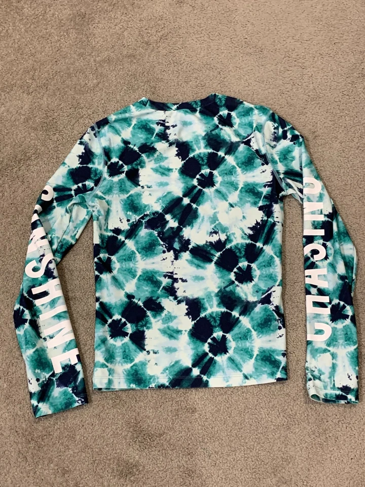 ANTIGUO TRAJE DE BAÑO RASGUARD MANGA LARGA AZUL MARINO TOP NIÑAS XXL (16) Azul Verde Corbata Teñida Divertida Foto 2 de 4