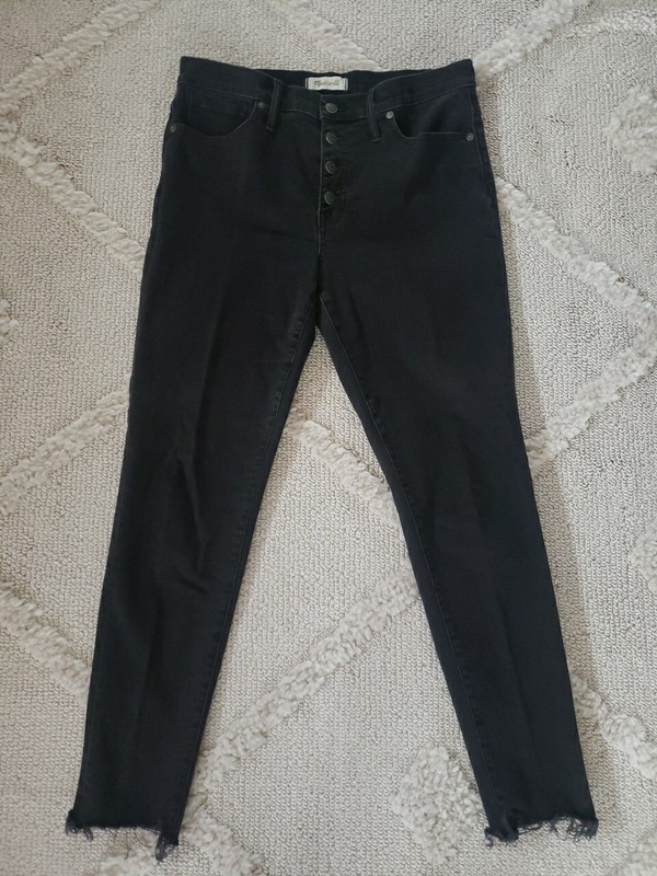 Madewell Size 31 Black 9" High Rise Skinny Stretch Denim Jeans Pants Button Fly
