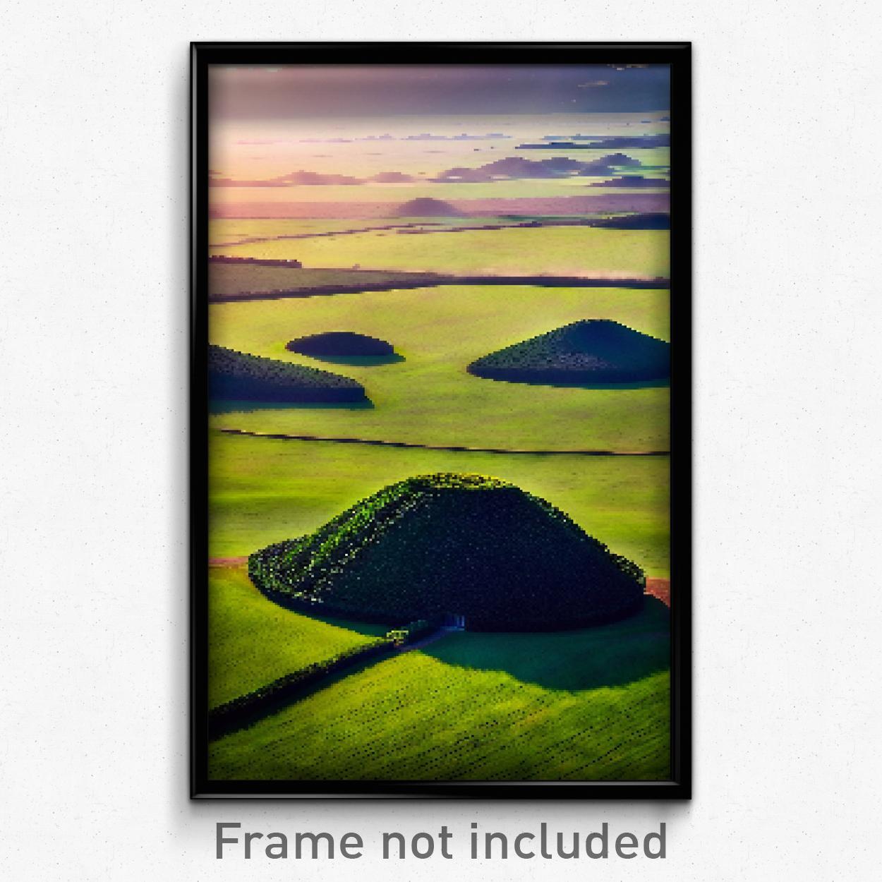 8-Bit Pixel Art Poster of a Psychedelic Pasture Landscape