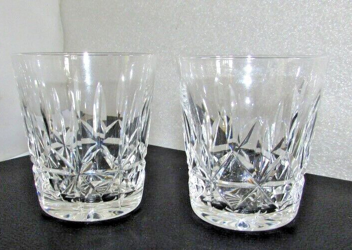 2 Waterford Crystal ROSSLARE Old Fashioned Rocks Glasses Ireland Mint Condition