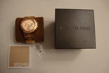 NUOVO MICHAEL KORS DYLAN TONO ORO ROSA + QUADRANTE CRONO + CRISTALLO + DATA MK5412 ETICHETTE NUOVO CON SCATOLA