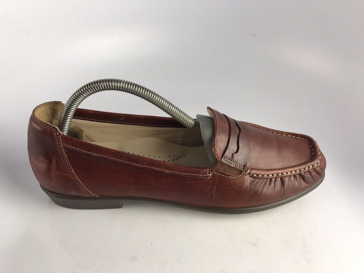SAS Penny J Walnut Brown Leather Slip On Tripad Loafer Sz M