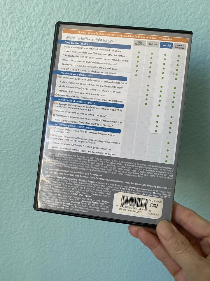 Intuit TurboTax Premier Investments & Rental Property 2014 / CD Windows y Mac Foto 2 de 4