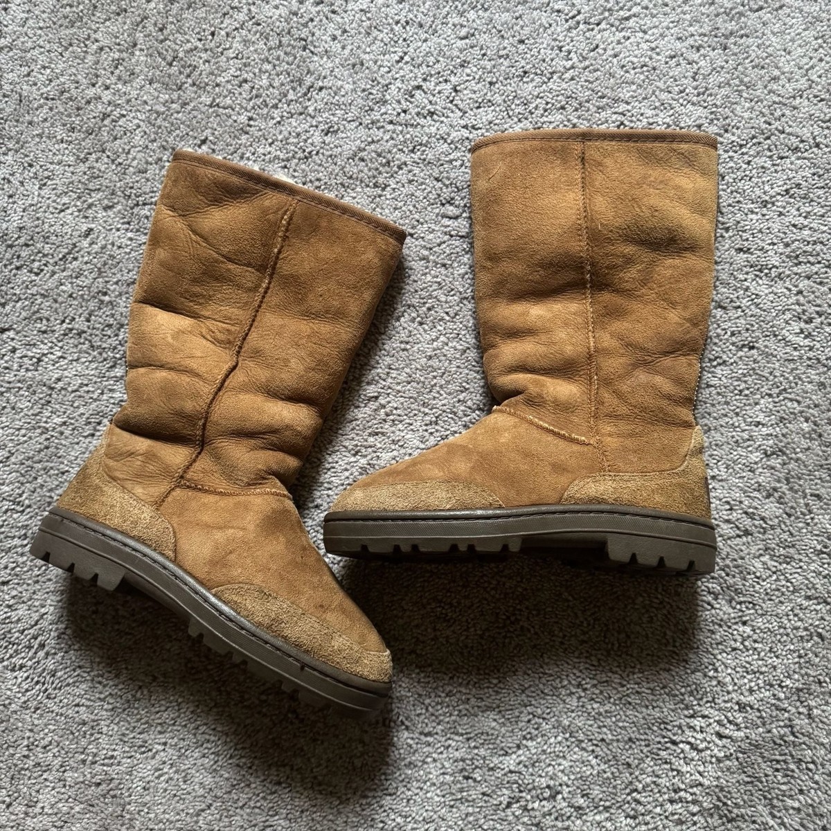 UGG Australia Chestnut Suede Sheepskin Tall Braid Boots View 2