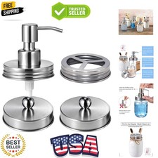Chic Brushed Nickel Bathroom Accessory Lids Set for Regular Mouth Mason Jars
