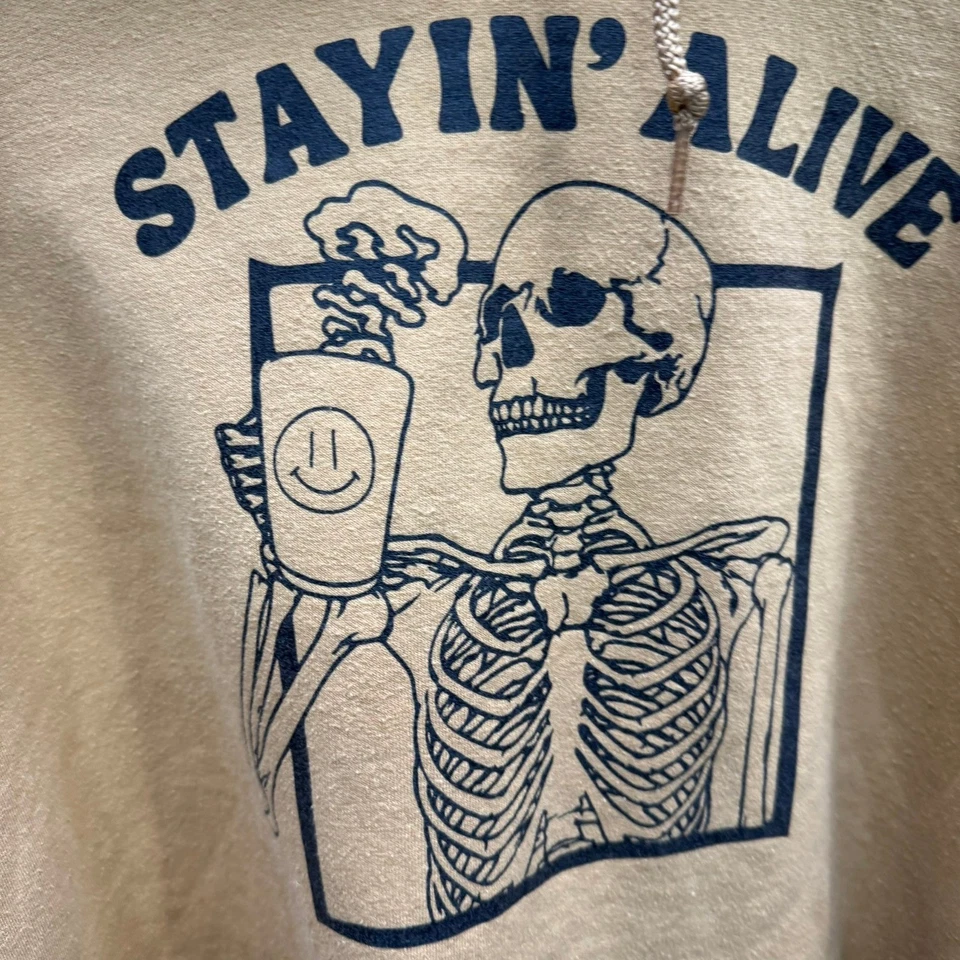 Sudadera con Capucha Gildan Para Hombre Talla 3XL Amarillo Mostaza Esqueleto Café Gráfico Sudadera Foto 3 de 4