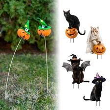 Cat Statue Garden Stake Kitty Ground Insert Halloween Decoration Cute Yard Sign