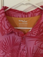 Birdie Bound Men's 3XL Pink Orange Palm Print Golf Polo Shirt Short Sleeve