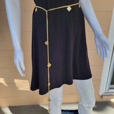 Vintage Luxury Metal Chain Belt Women Gold Square Dangling Charms 48 inch length