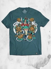 Beistle Creepy Co Blue Curvy Carver T-Shirt Halloween Witch Pumpkin Retro 2XL