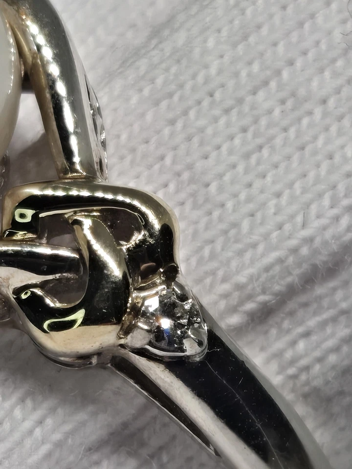 Грушевидный и бриллиант акцент 14K желтое золото и серебро 925 пробы кольцо поместье 💎 драгоценный камень - Изображение 4 из 4