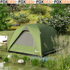 4 Man Dome Tent Family 3000mm Waterproof Groundsheet Air Vents Windows FOXDEN