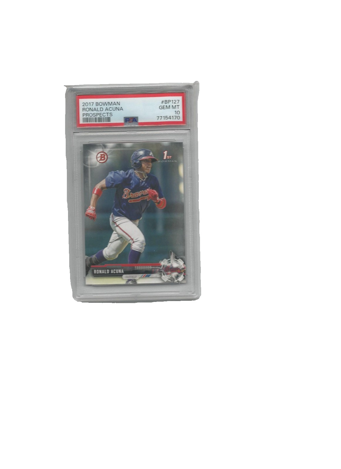 2017, BOWMAN, PROSPECTS;  RONALD ACUNA JR. #BP127, PSA 10. GEM-MINT view 2
