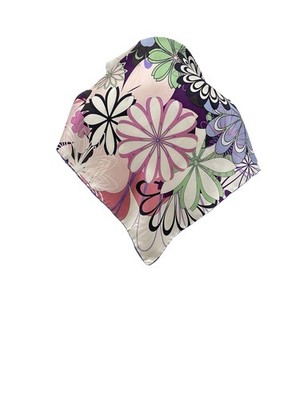 Walbusch Silk Scarf Vibrant Floral Daisy Pattern Pink Purple Large Square #A99