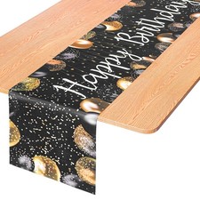 DOPENSPI Happy Birthday Table Runner, 72 13In Birthday Tables Runners Vintage Bl