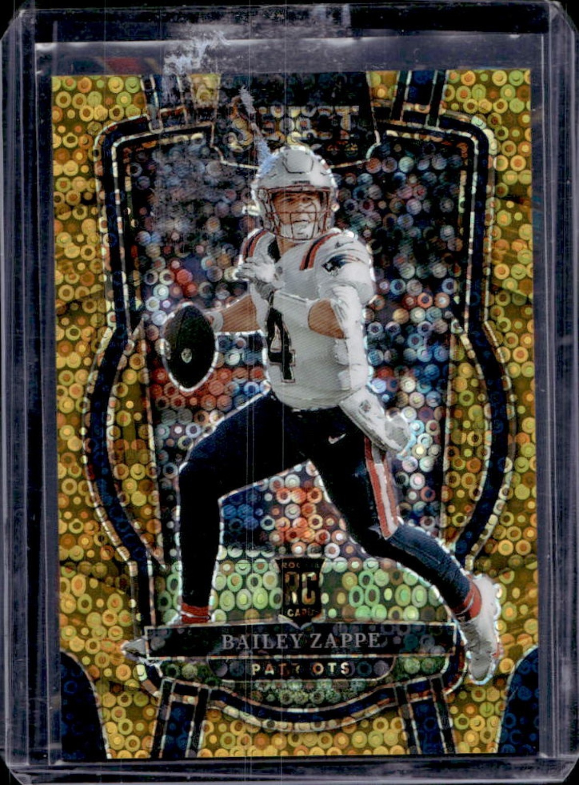 2022 Select Bailey Zappe Gold Disco Prizm Rookie Club RC #1/10 Patriots