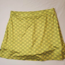 Adidas Women's Stretch Plaid Skort Skirt Sz MGreen Lime Plaid Pickleball Tennis