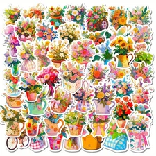 50 Pack of Flower Stickers for Laptop/Water Bottle/Phone Case/iPad/Kindle