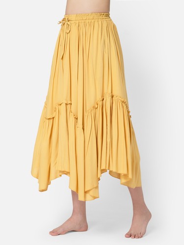 Women's Renaissance Pirate Peasant Medieval LARP High-Low Maxi Skirt with Pocket - Picture 13 of 33
