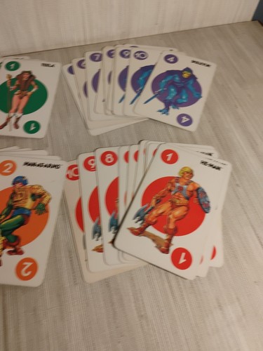 MASTERS OF THE UNIVERSE WAR & CONQUER GIGANTE GIOCO DI CARTE HE-MAN 1983 SET COMPLETO - Foto 3 di 8