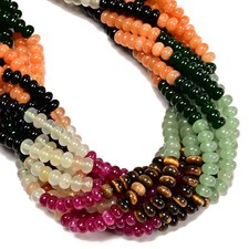 16 Gradient Multi-color Gemstone Smooth Rondelle Beads Size 4x6mm 15.5" Strand